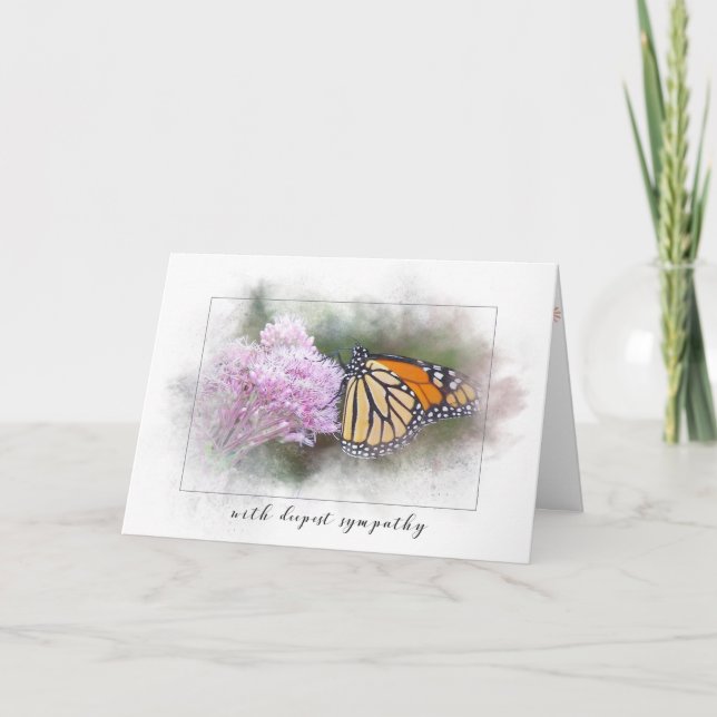 Carte papillon monarque sympathique sur fleur sauvage (Devant)