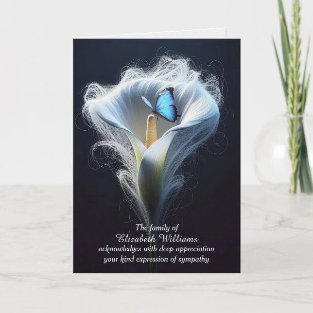 Carte Papillon Morpho Bleu En Merci De Sympathie Lily (Devant)