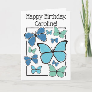 Carte Papillon Morpho bleu personnalisé Joyeux anniversa