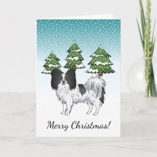 Carte Papillon Noir Et Blanc Mélange Chien En Forêt D'Hi