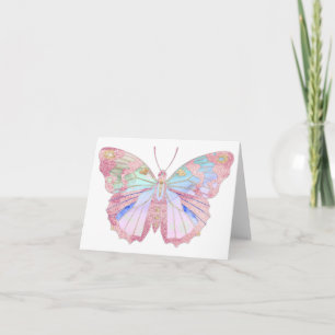 Carte Papillon Pastel coloré BLANC