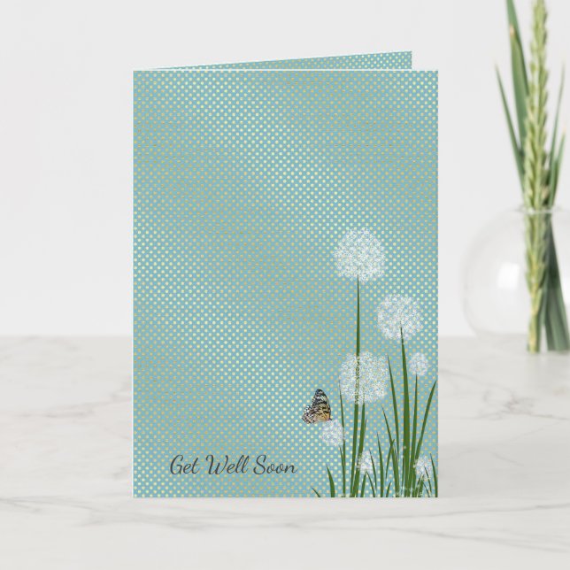 Carte Papillon Prompt rétablissement sur fleur gonflée (Devant)
