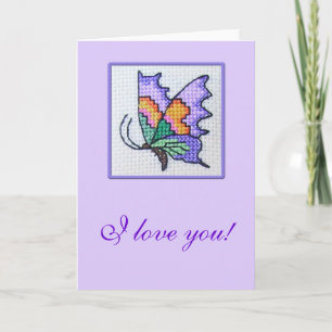 Carte Papillon romantique brodé par main