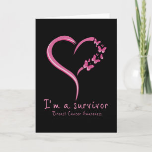 Carte Papillon rose Survivant Sensibilisation au cancer