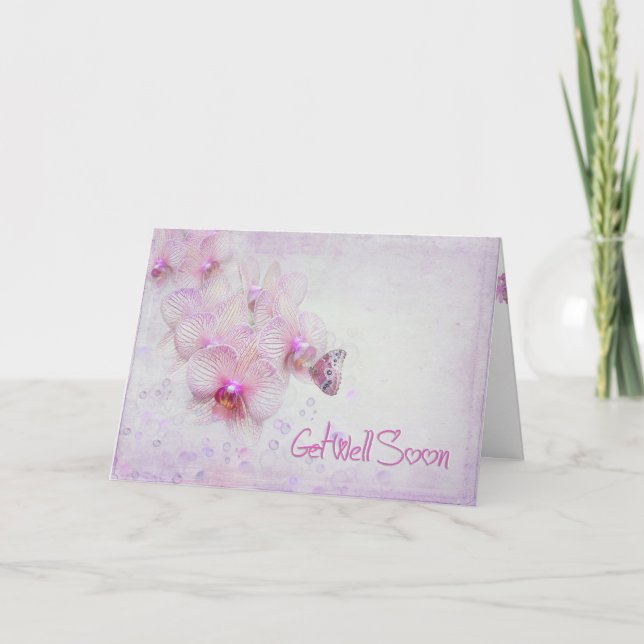 Carte papillon sur l'orchidée pour obtenir bien (Devant)