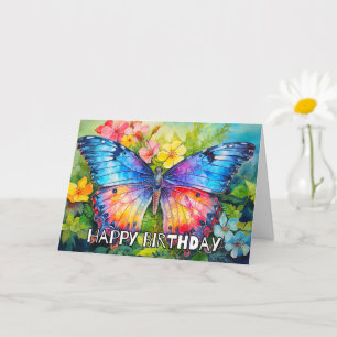 Carte Papillon Whimsical coloré Joyeux anniversaire