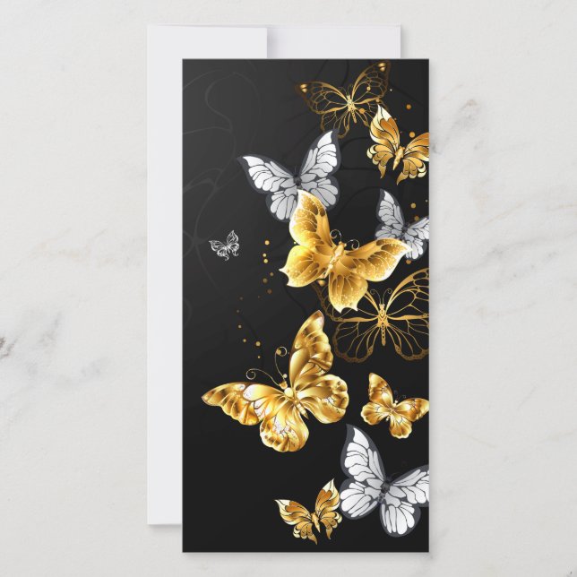 Carte Papillons blancs et dorés (Devant)
