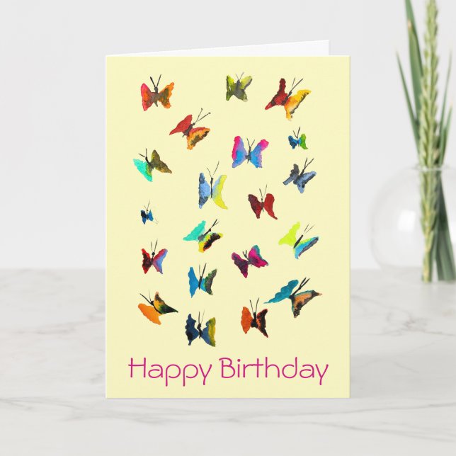 Carte Papillons couleur aquarelle (Devant)