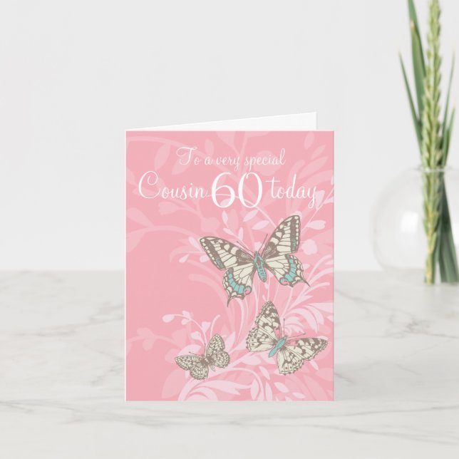 Carte papillons Cousin 60e anniversaire (Devant)