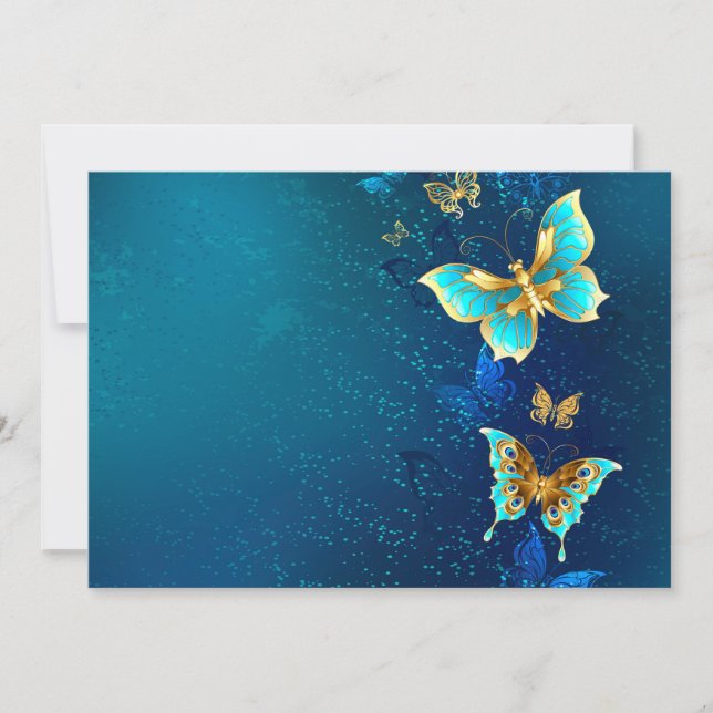 Carte Papillons d'or sur un Arrière - plan bleu (Devant)