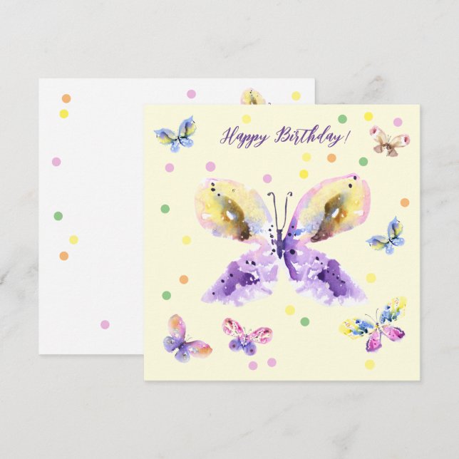 Carte Papillons et confettis dansent. Créez votre art ! (Devant / Derrière)