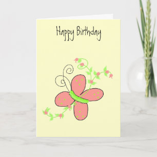 Carte Papillons et vignes Voeux d'anniversaire