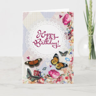 Carte Papillons floraux d'anniversaire