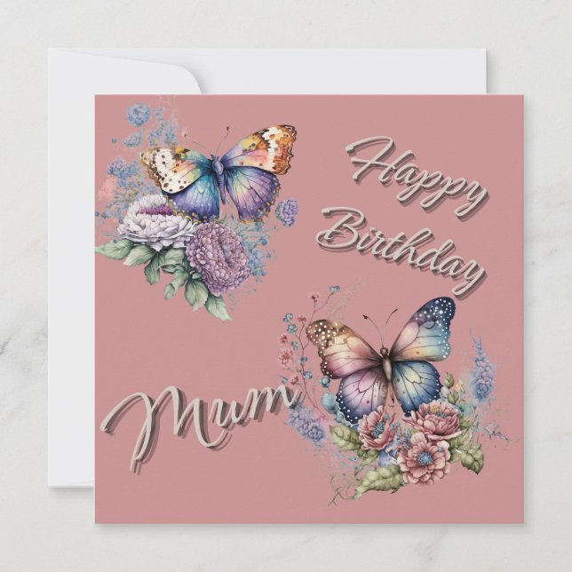 Carte Papillons joyeux maman d'anniversaire (Devant)