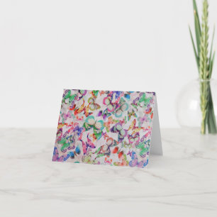 Carte Papillons mignons motif de peinture aquarelle