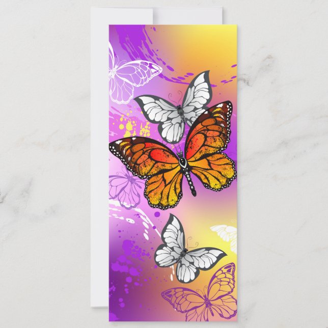 Carte Papillons Monarque sur Arrière - plan pourpre (Devant)