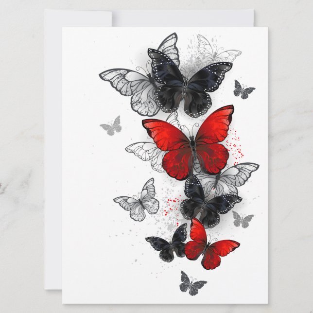 Carte Papillons noirs et rouges volants (Devant)