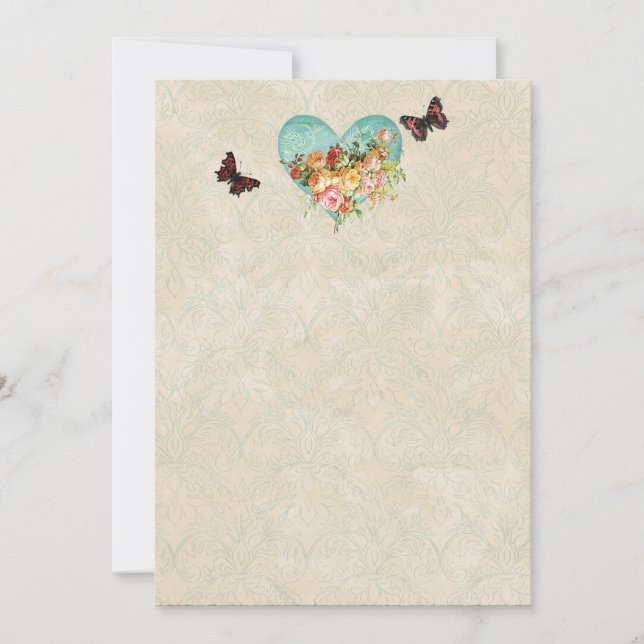 Carte Papillons papillons Rose vintages Roses (Devant)