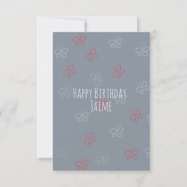 Carte Papillons patriotiques Gris fête d'anniversaire (Devant)