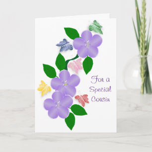 Carte Papillons Personnalisé Cousin Anniversaire