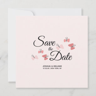 Carte Papillons romantiques roses, Enregistrez les dates