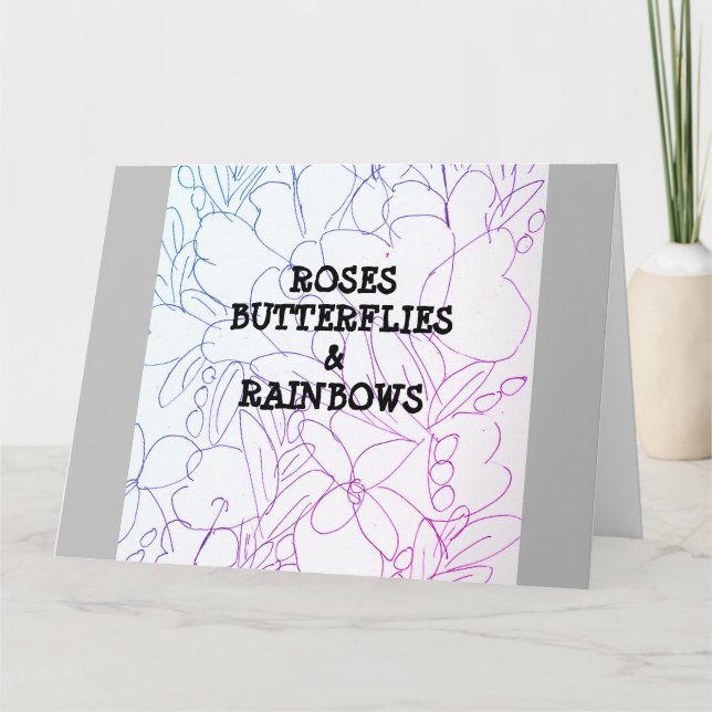 Carte Papillons rose et arcs-en-ciel (Devant)