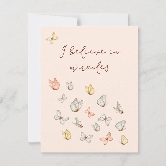 Carte Papillons rose Joli Et Fraîchement Moderne (Devant)
