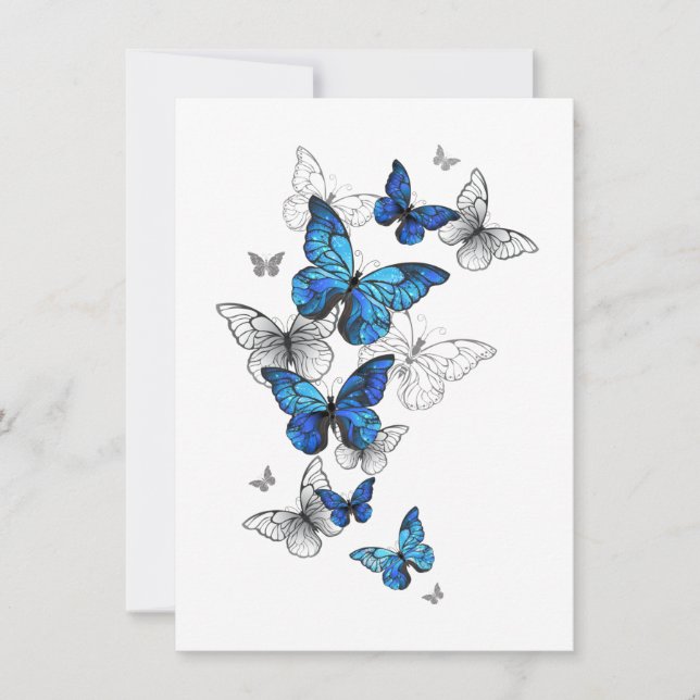 Carte Papillons volants bleus Morpho (Devant)
