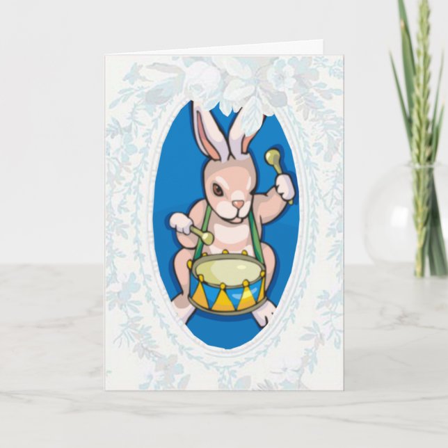 Carte Pâques Bunny Drummer (Devant)