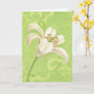Carte Pâques Chrétien Blanc Lily Élégance Joie Bénédicti