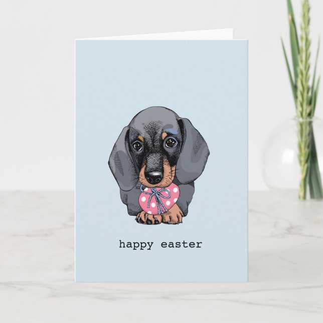 Carte Pâques de chiot Dachshund (Devant)
