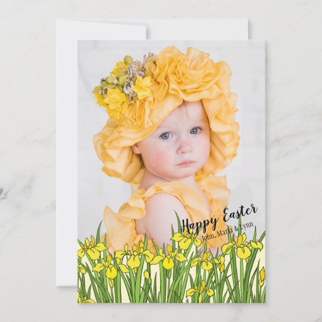 Carte Pâques de photo jaune Iris (Devant)