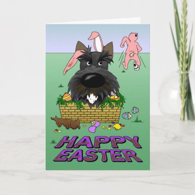 Carte Pâques écossaise Terrier Happy (Devant)