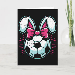 Carte Pâques Football Ll Oreilles de Lapin Nœud Mignons