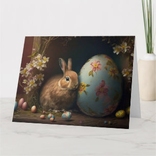 Carte Pâques Joyeuses - Lapin Avec Oeufs Décoratifs