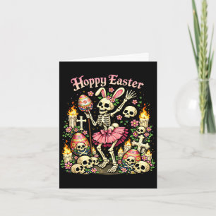 Carte Pâques joyeux gothique squelette lapin drôle sombr
