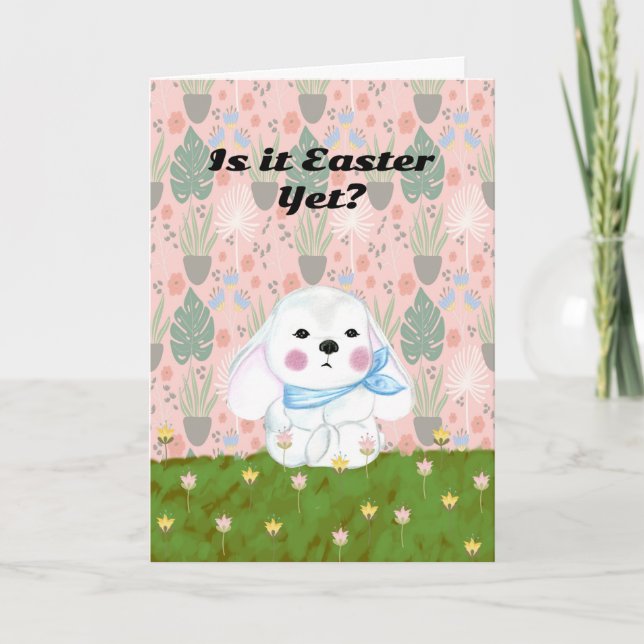 Carte Pâques mignonne avec lapin pour enfant (Devant)
