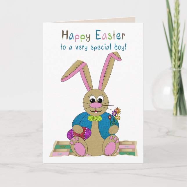 Carte Pâques, N'Importe Quel garçon, Lapin De Pâques Stu (Devant)