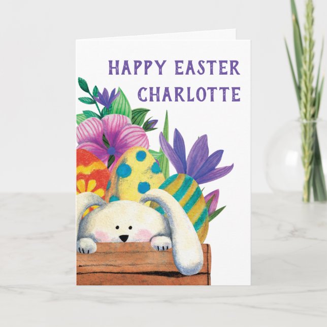 Carte Pâques Pâques Pliée Bunny (Devant)