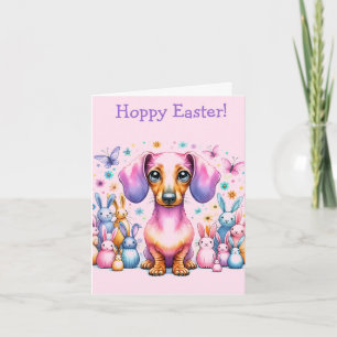 Carte Pâques Pastel Dachshund