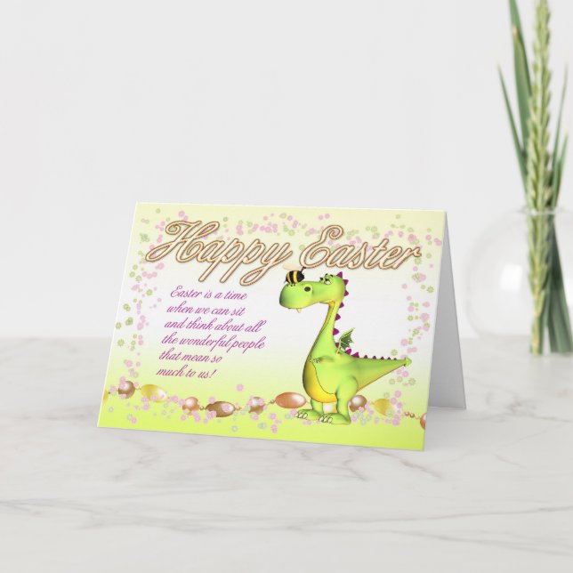 Carte Pâques - Petit Dragon Et Abeille Bumble (Devant)