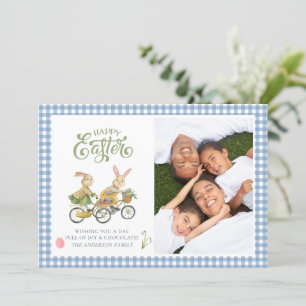 Carte Pâques Photo Famille Mignonne Bunnies Aquare