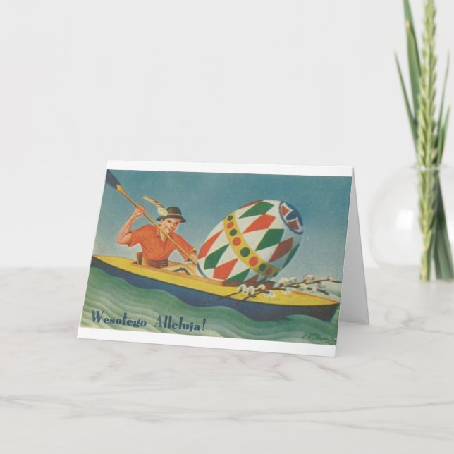 Carte Pâques Polonaise vintage - Wesolego Alleluja (Devant)