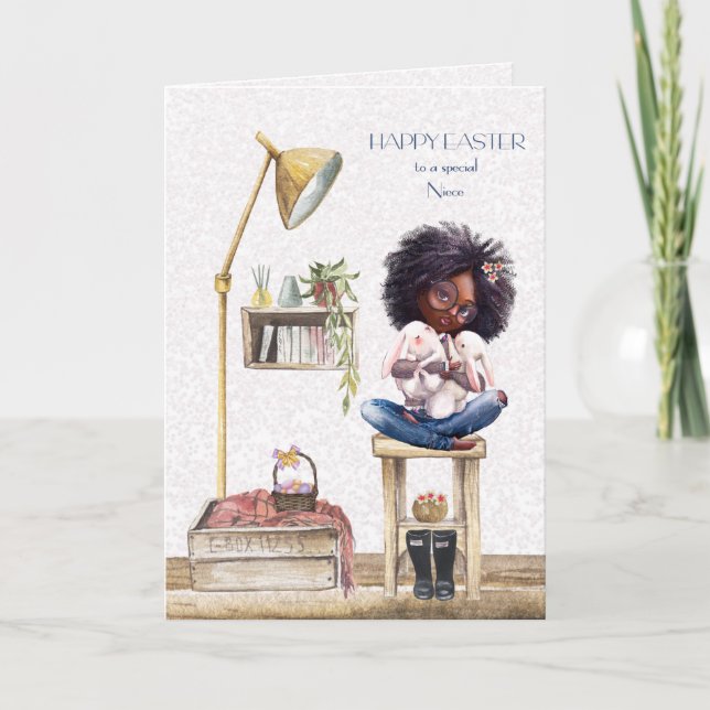 Carte Pâques pour la nièce Africaine Américaine (Devant)