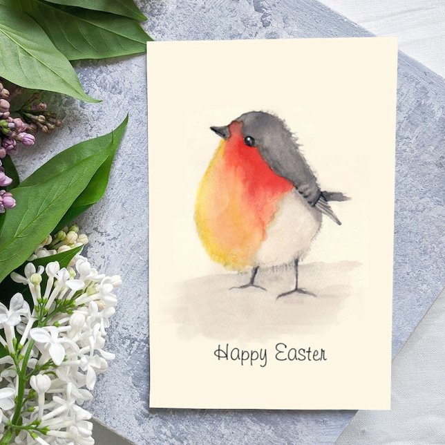 Carte Pâques Robin Aquarelle (Créateur téléchargé)