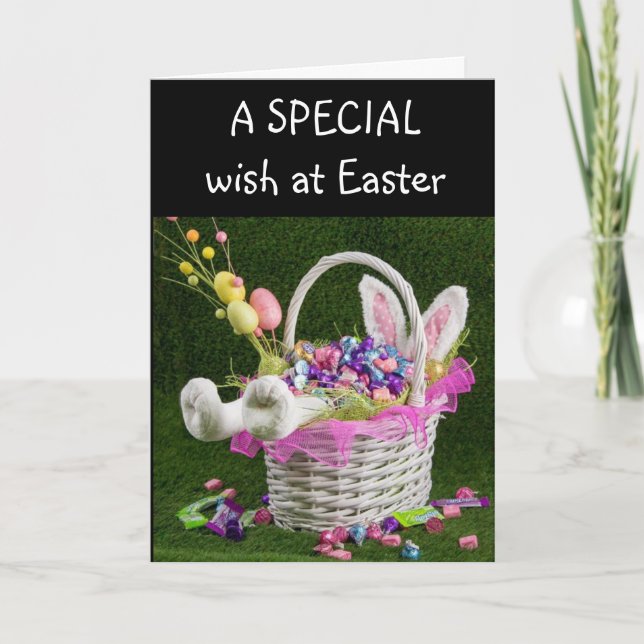 CARTE "PÂQUES" SPÉCIAL *FILLE*  DE LA PART D'UN LAPIN SP (Devant)