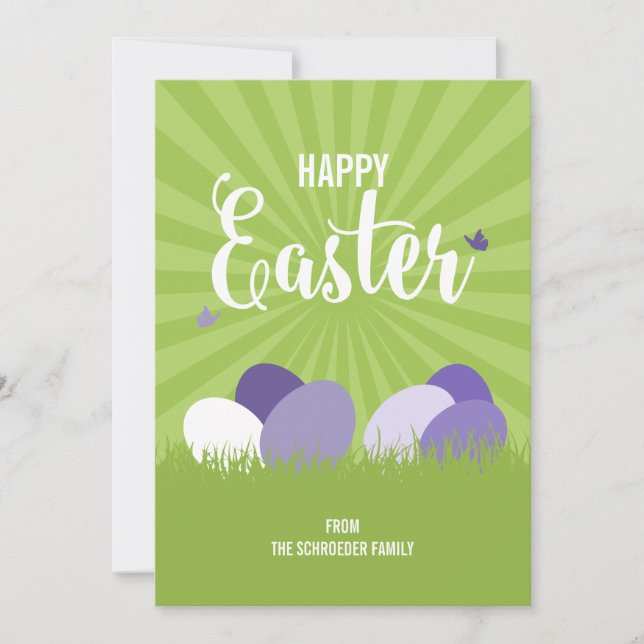 Carte Pâques Ultra Violet & Vert Happy (Devant)