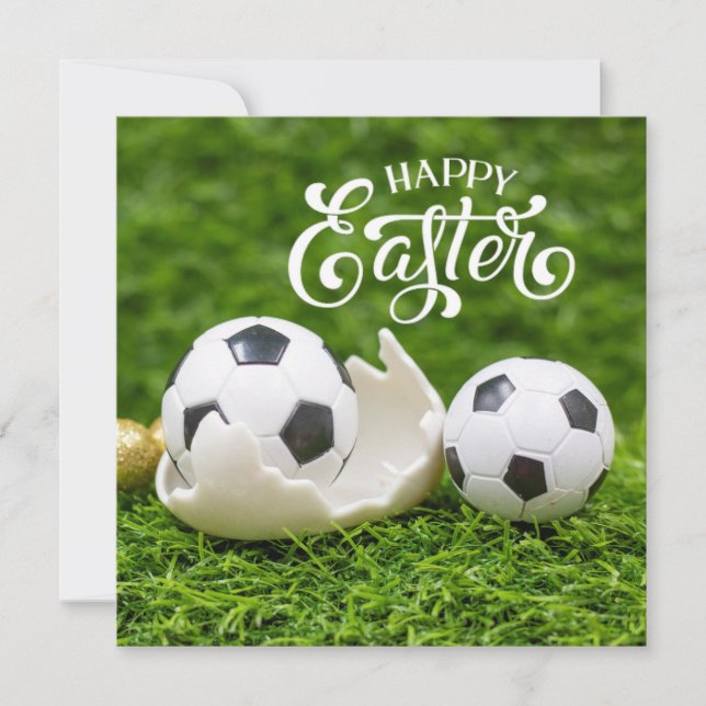 Carte Pâques vacances avec balle de football Pâques Bunn (Devant)
