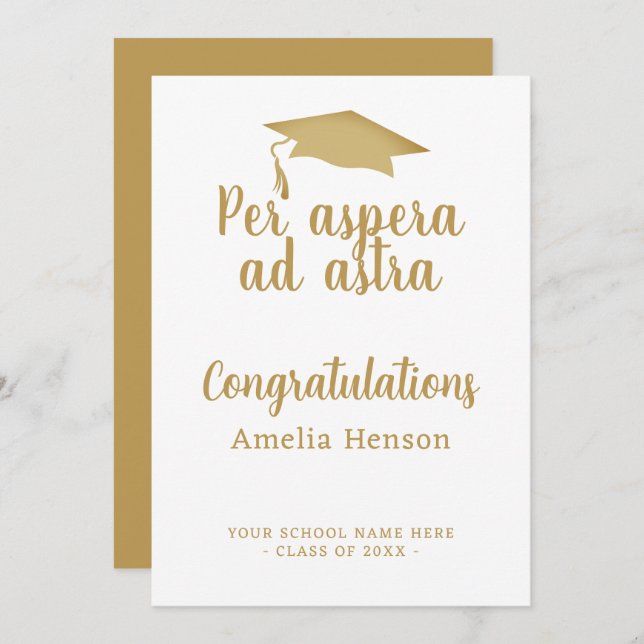Carte Par aspera ad astra Latin Congrat Graduation Cap (Devant / Derrière)