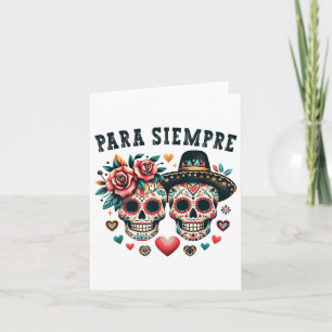 Carte Para Siempre Couple Mexicain Crâne de Sucre Saint-